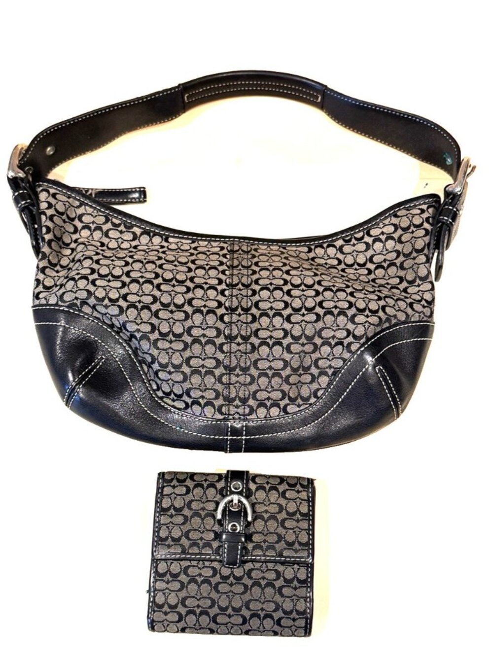 Coach Soho Mini Hobo Shoulder Bag Signature Jacquard Leather 6351 Brown Wallet